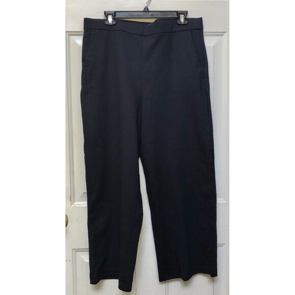 Gloria Vanderbilt Women's Ponte Pants Navy Knit Cropped Length Pullover Pockets - Picture 1 of 9